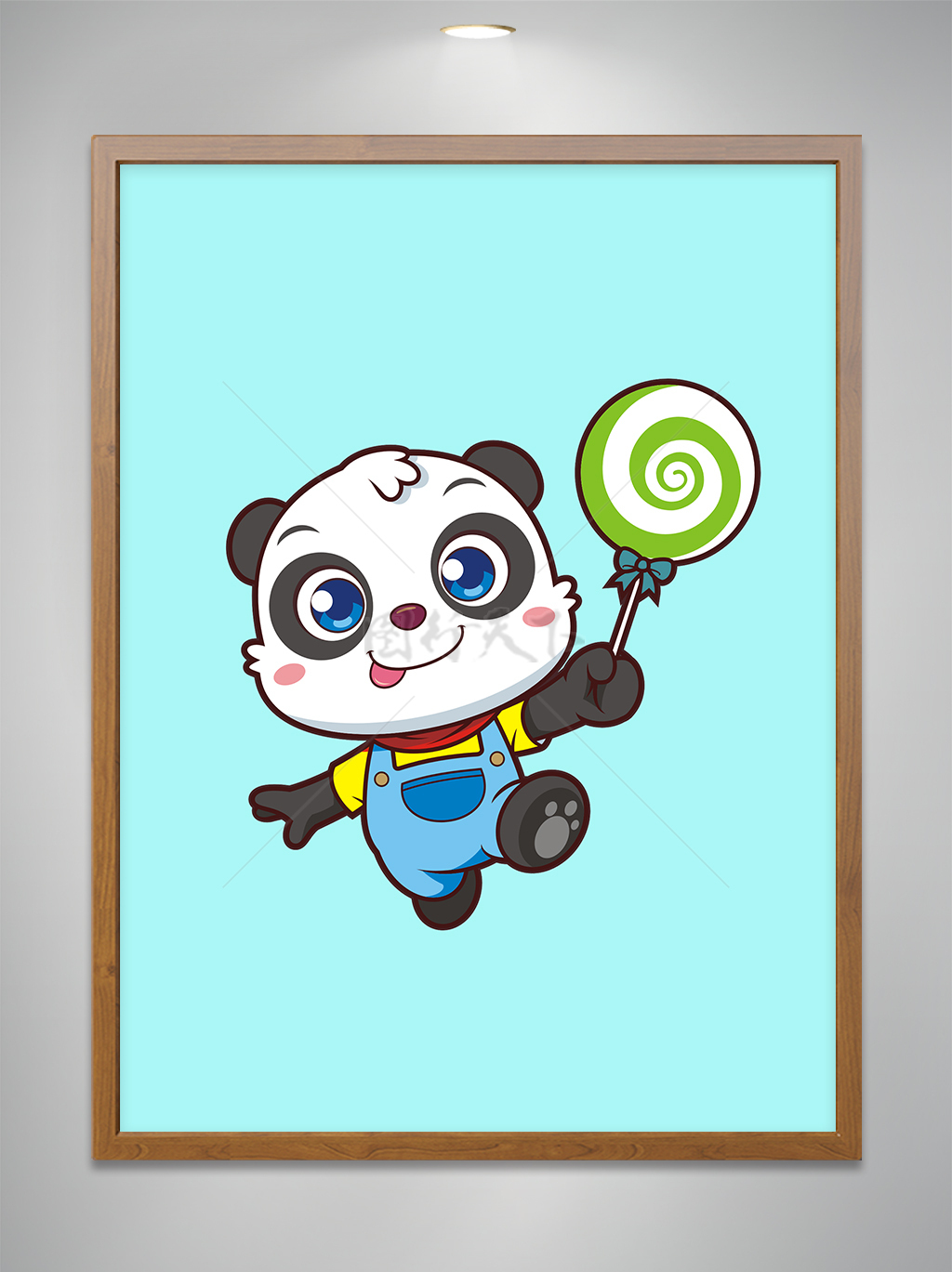 卡通可爱小熊猫拿棒棒糖