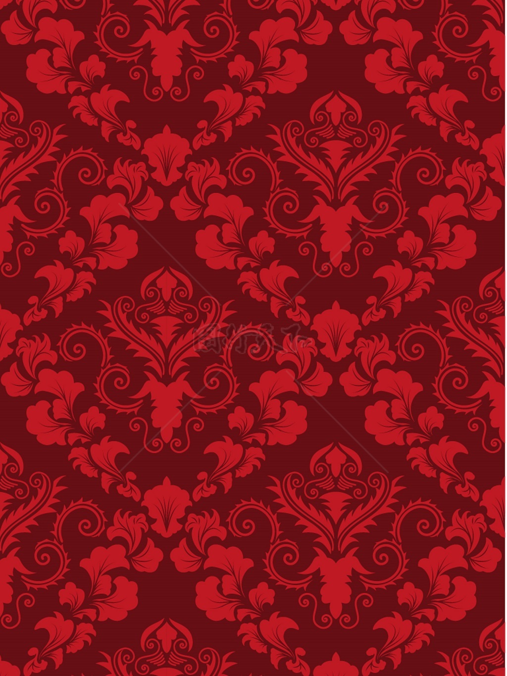 传统 欧式俄式花卉底图底纹  图案背景贴图 深底正红富贵花